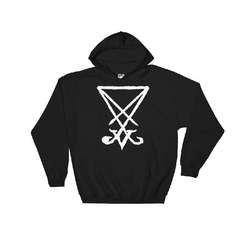 Lucifer Sigil White Front / Back Hooded Printed Sweatshirt Stylish Men's Tropical 