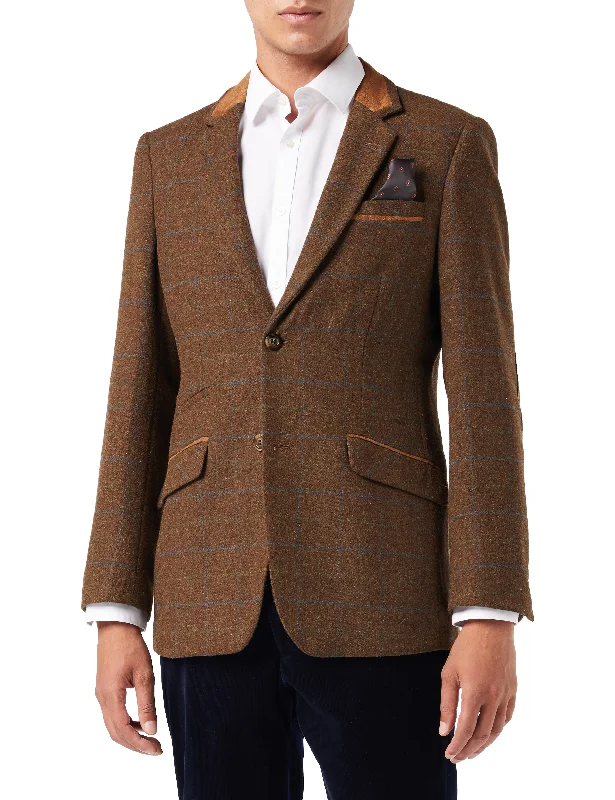 VITORI - BROWN TWEED CHECK JACKET Youthful Men's Anime