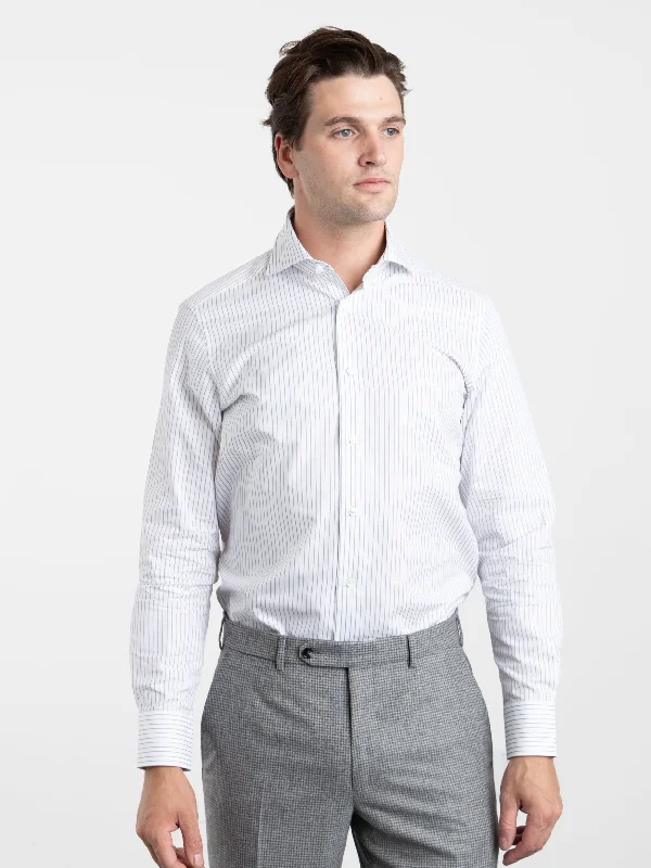 Blue Stripe Trecapi Dress Shirt Sporty Men's Tennis