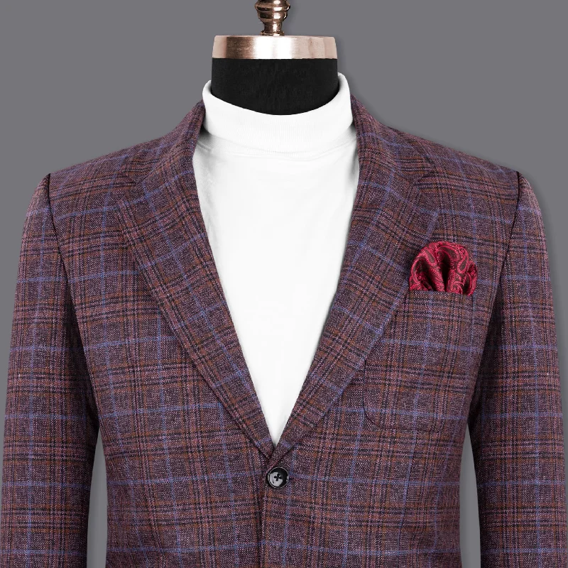 Old Copper Colorful Plaid Wool Rich Blazer Practical Men's Quick