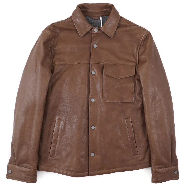 Manto Lambskin Leather Shirt-Jacket Masculine Men's 