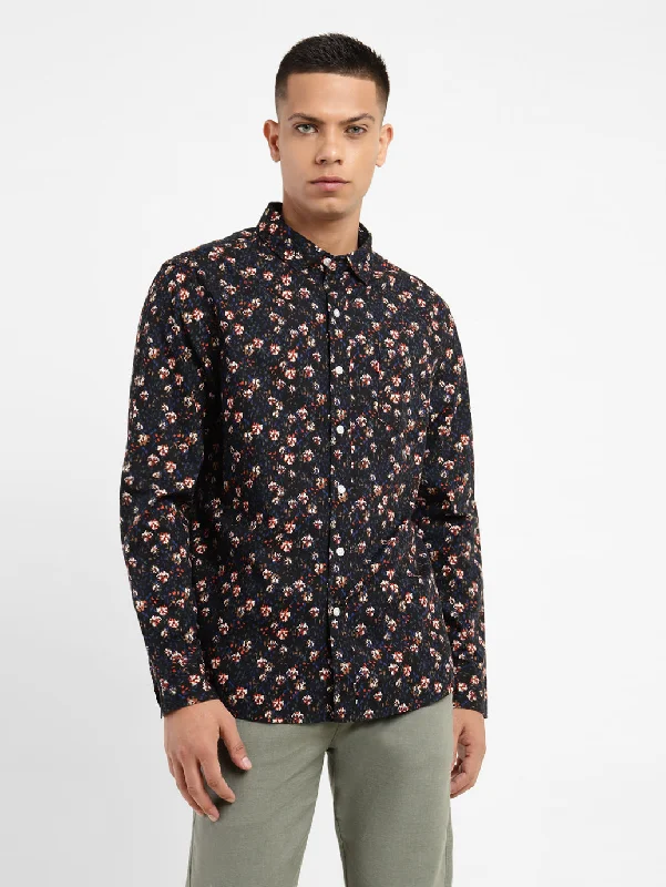 Men's Floral Print Slim Fit Shirt Confident Men's Power