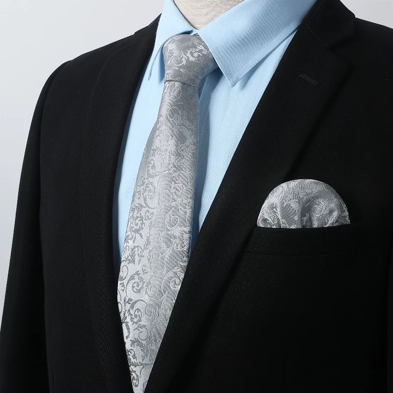 Men's Shirt with Tie Handkerchief Set - 04-BABY BLUE/WHITE Dynamic Men's Glow