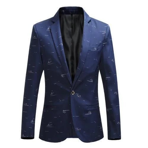 Men Blazer - Casual Blazer With White Prints Classic Men's Pin