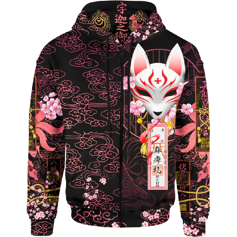 Kitsune Zip Hoodie Earthy Men's Sustainable 