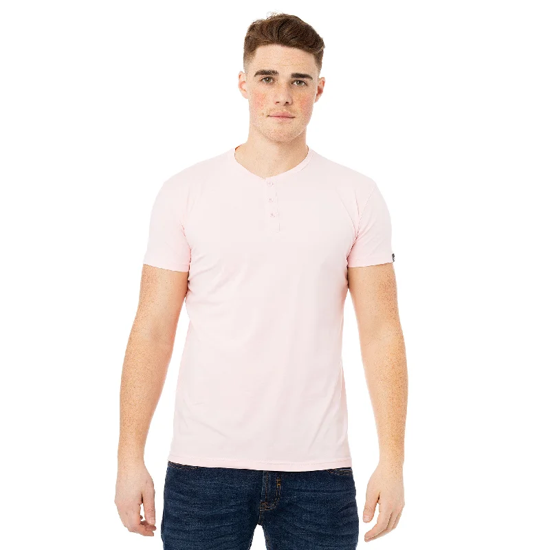 X RAY Men's Basic Henley Neck Short Sleeve T-Shirt Beach