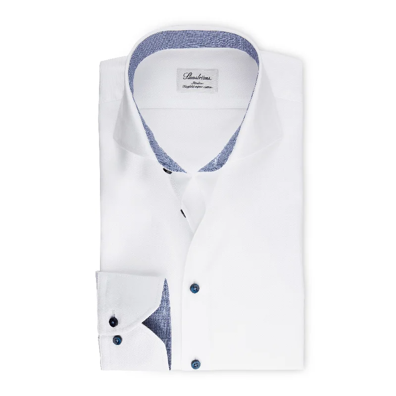 White Slimline Shirt With Contrast Details - Stenströms Practical Men's Multi