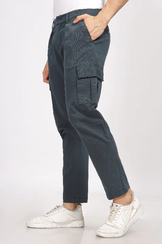 Bottle Green Relaxed Fit Cargo Pants Traditional Men's Wool