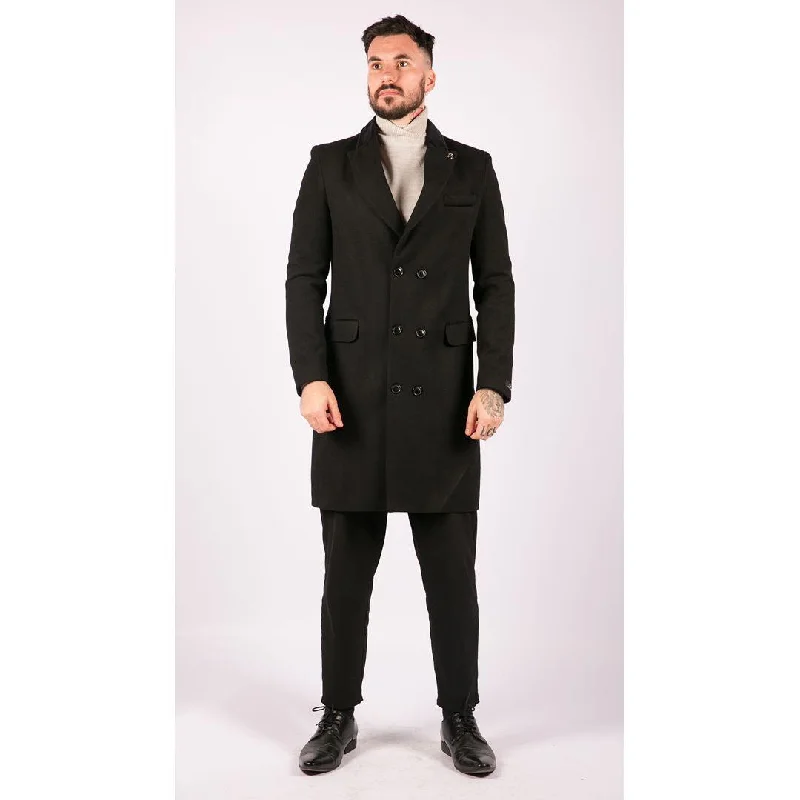 Mens 3/4 Long Double Breasted Overcoat Jacket Wool Coat Peaky Blinders Stylish Men's Tropical 