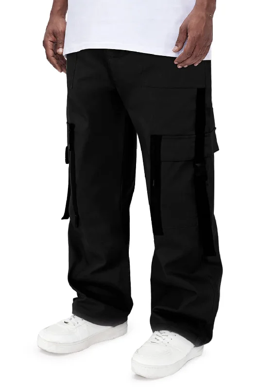 Men Straight Cargo Pant - Black Masculine Men's 