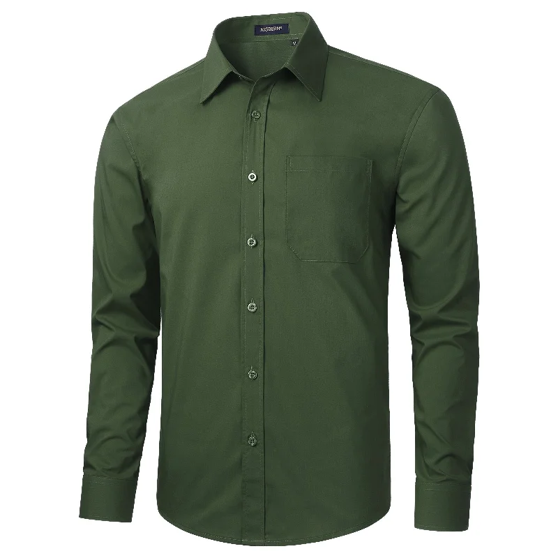 Men's Dress Shirt with Pocket - ARMY GREEN Cclassic Men's Tweed