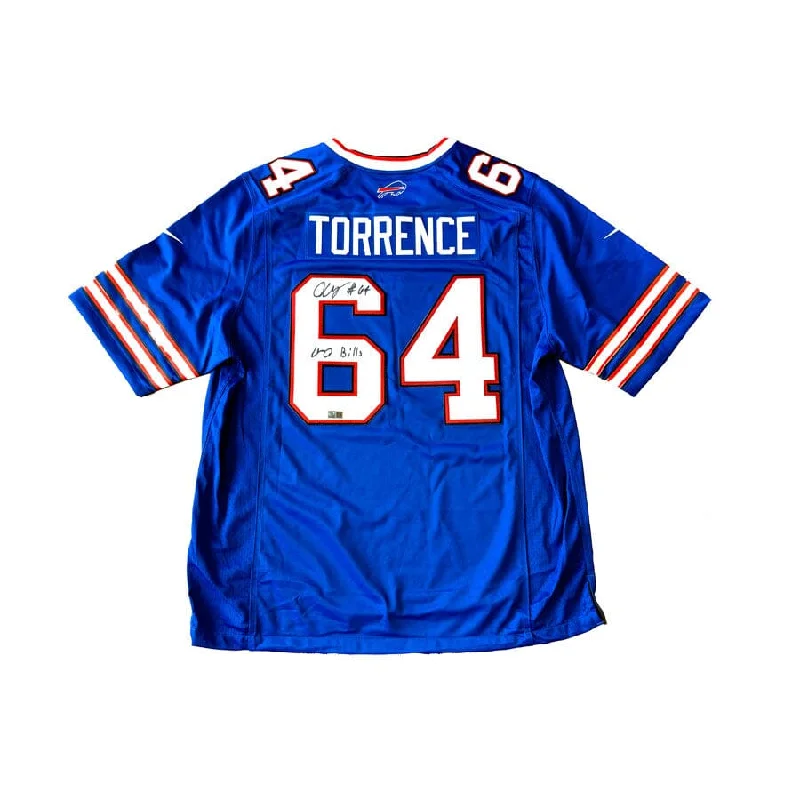 O'Cyrus Torrence Signed Buffalo Bills Blue Nike Authentic Stitched Jersey with Go Bills Casual Men's Short