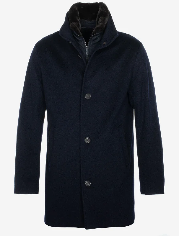 Cashmere Loropiana Strom System Coat Navy Unique Men's Upcycled