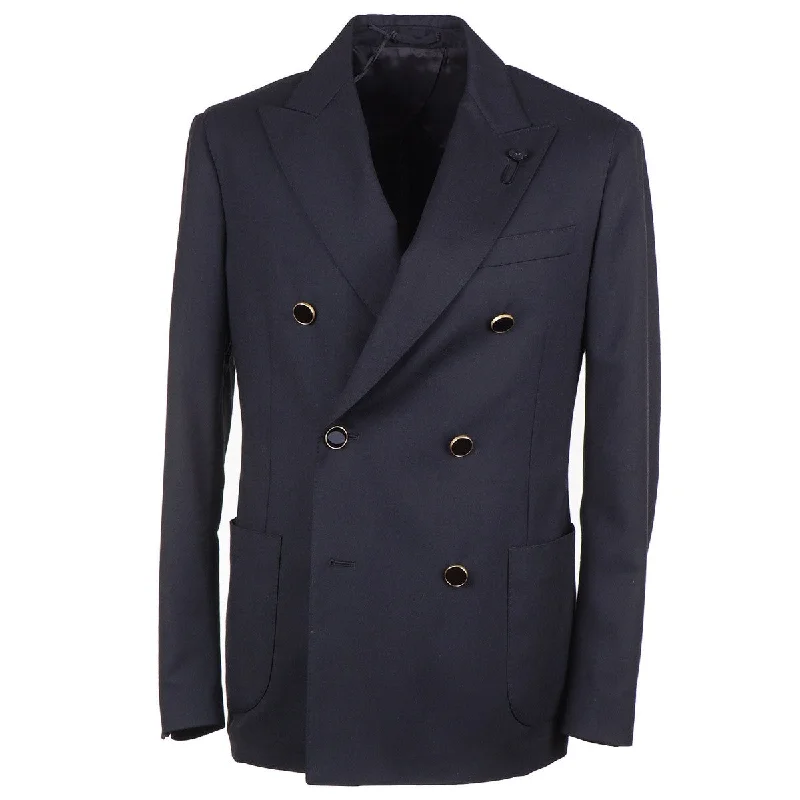 Lardini Double-Breasted Wool Blazer British Gentleman Style