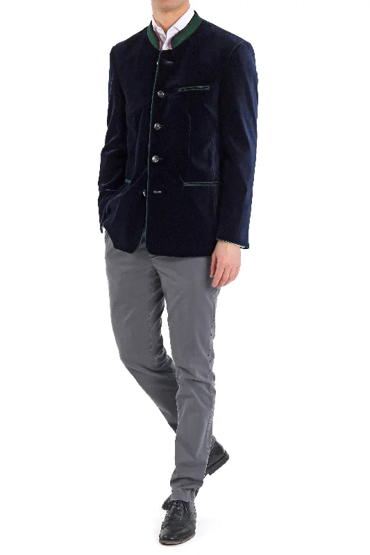 Bavarian blazer from velvet in midnight blue Hip Men's Retro