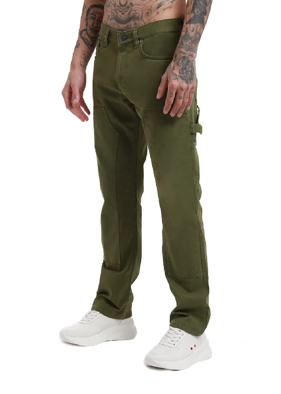 Dark olive green cargo denim Traditional Men's Wool