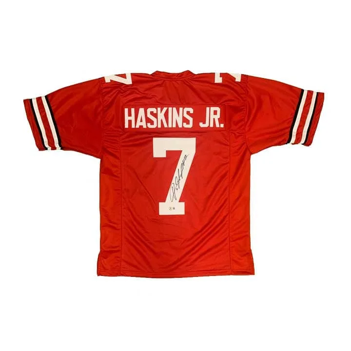 Dwayne Haskins Signed Custom Red College Jersey Minimalist Men's Casual 