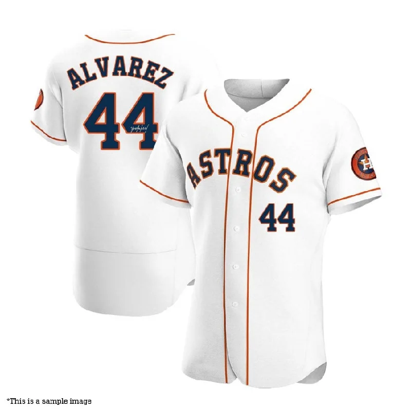 Yordan Alvarez Autographed White Authentic Astros Jersey Preppy Men's College