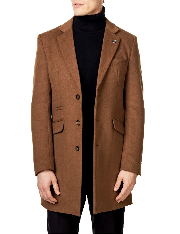 NATE - TAN LONG WOOL BLEND OVERCOAT Sophisticated Men's French