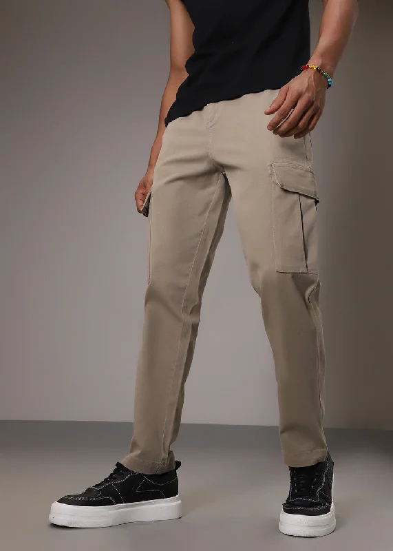 Dark Beige Twill Cargo Pant Monochromatic All