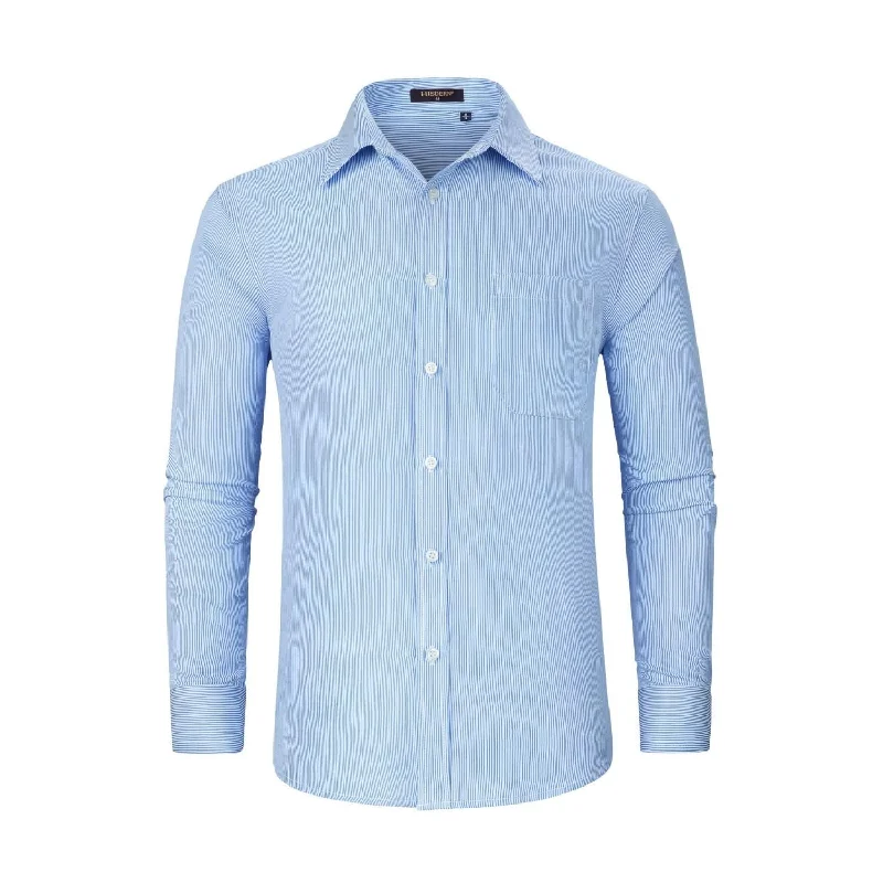 Men's Casual Long Sleeve Striped Shirt - BLUE Lumberjack