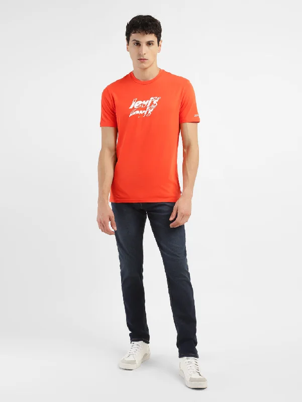 Men's Brand Logo Relaxed Fit T-shirt Elegant Men's Formal 