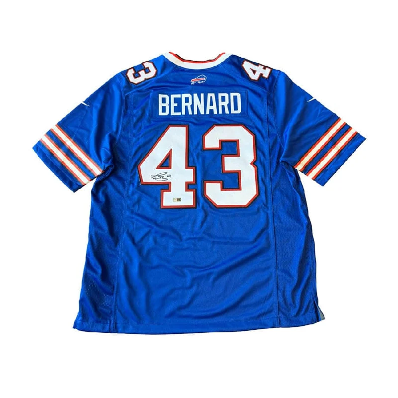 Terrel Bernard Signed Buffalo Bills Nike Authentic Blue Jersey Refined Men's Hand