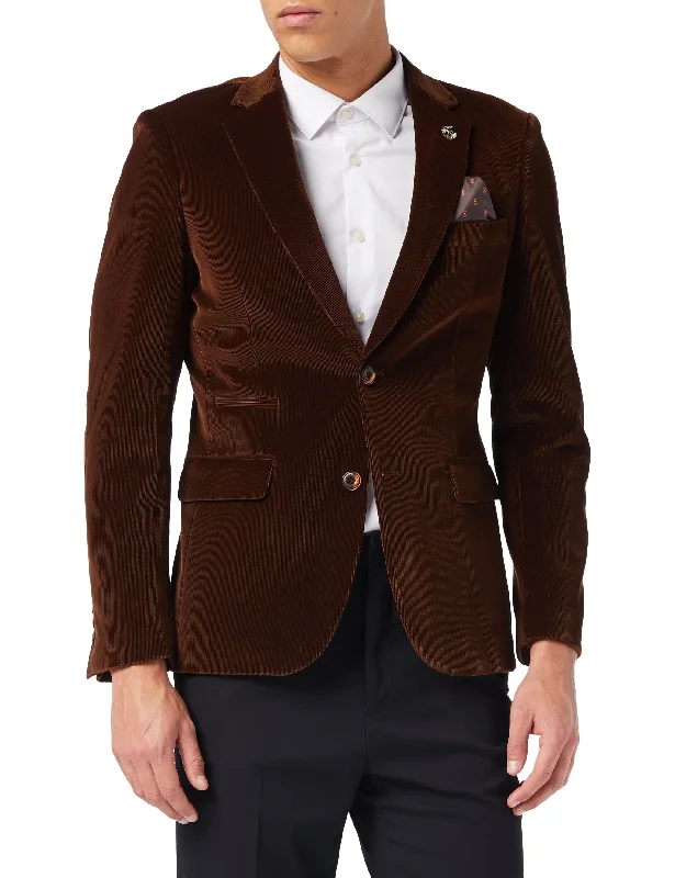 MATTHEW - Brown Corduroy Blazer Jacket Masculine Men's Thick