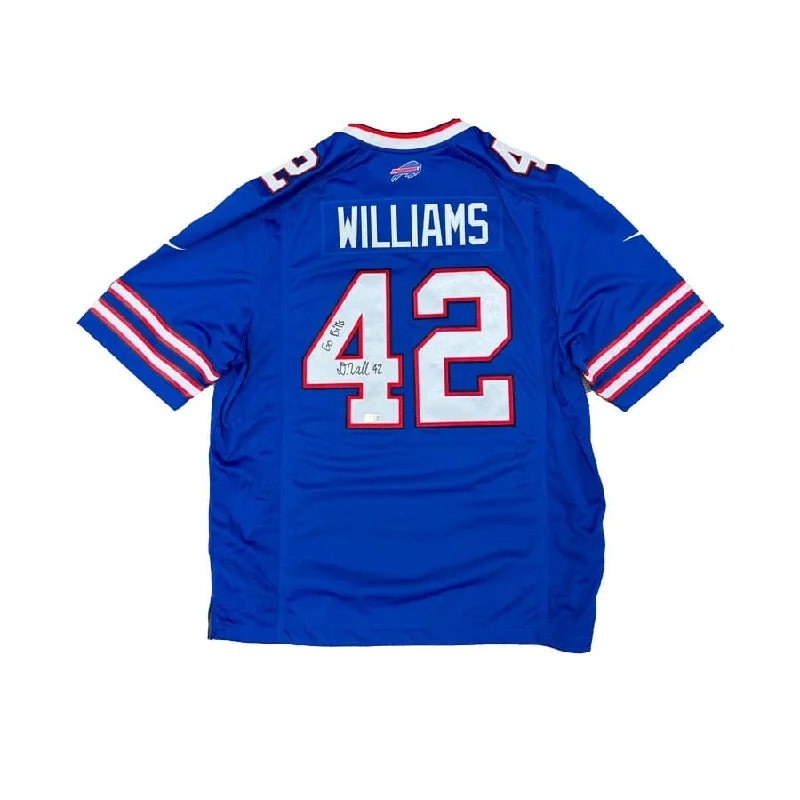 Dorian Williams Signed Buffalo Bills Nike Authentic Blue Jersey with Go Bills Youthful Men's Anime