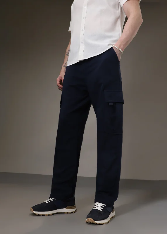 Navy Blue Cargo Joggers Beach