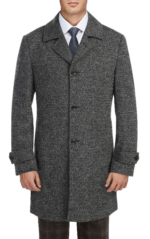 Gray Slim Fit Wool Blend Long Overcoat Athletic Men's High