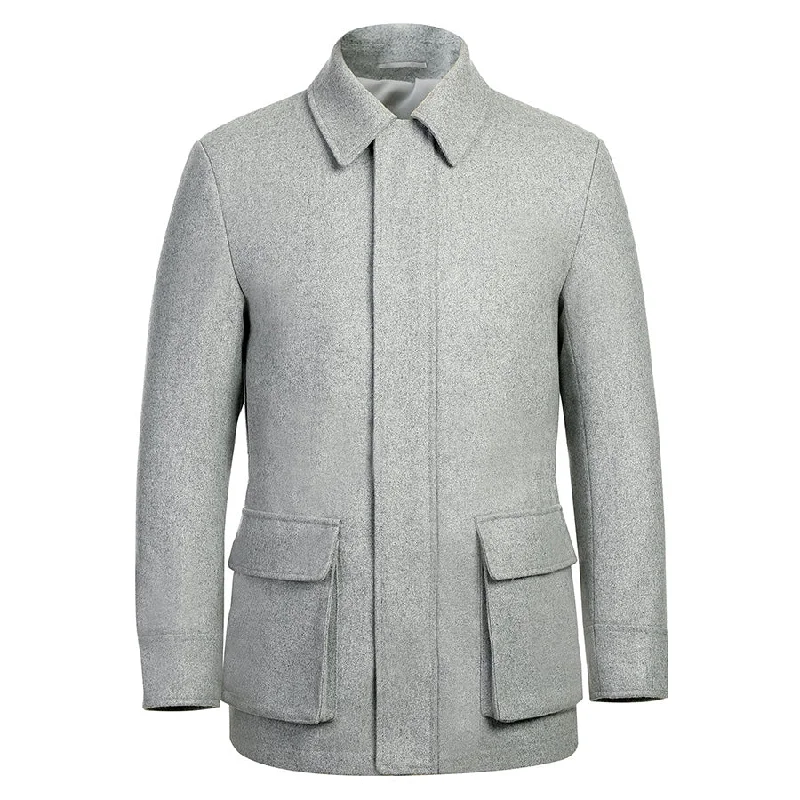 English Laundry Gray Slim Fit Wool Blend Short Coat Trendy Men's Oversized