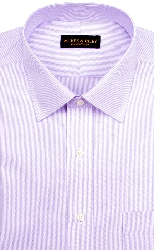 Slim Fit Purple Stripe Spread Collar Supima® Cotton Non-Iron Twill Dress Shirt Organic