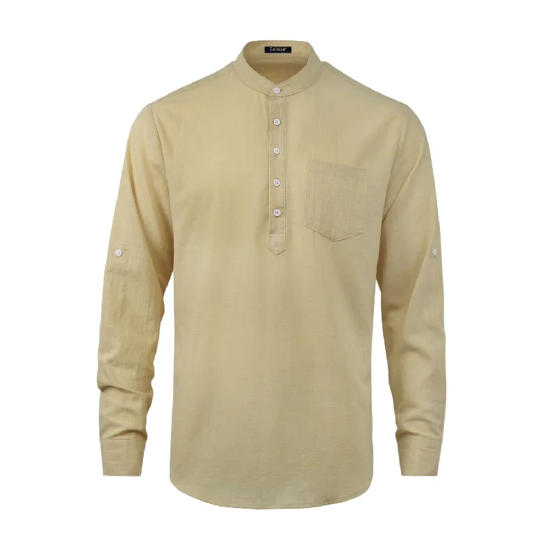 Men‘s Henley Shirt Lightweight with Pocket - BEIGE Lumberjack