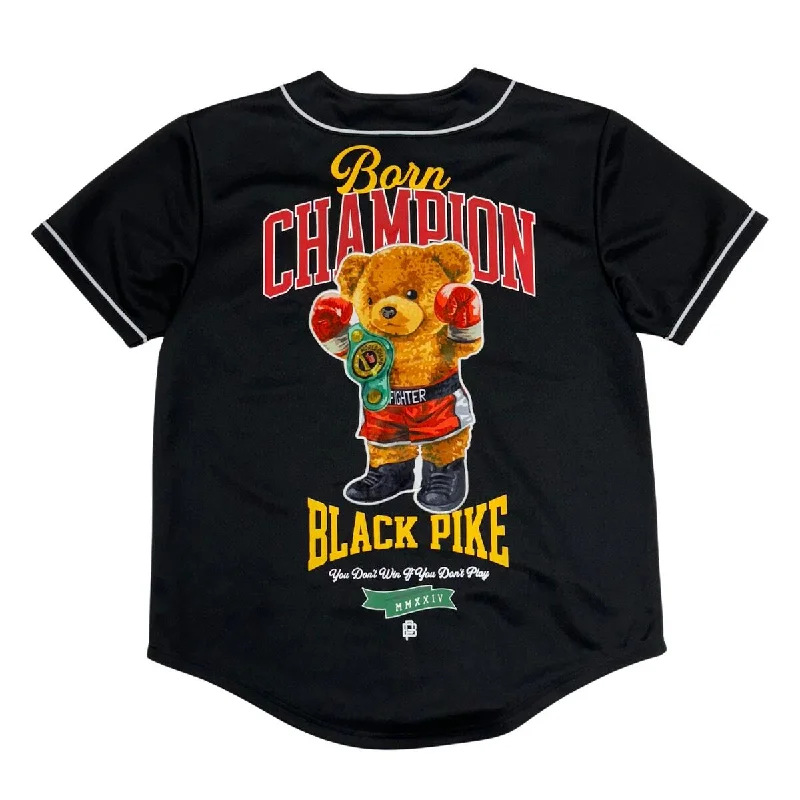 Black Pike Champion Baseball Jersey (Black) Unique Men's Patch