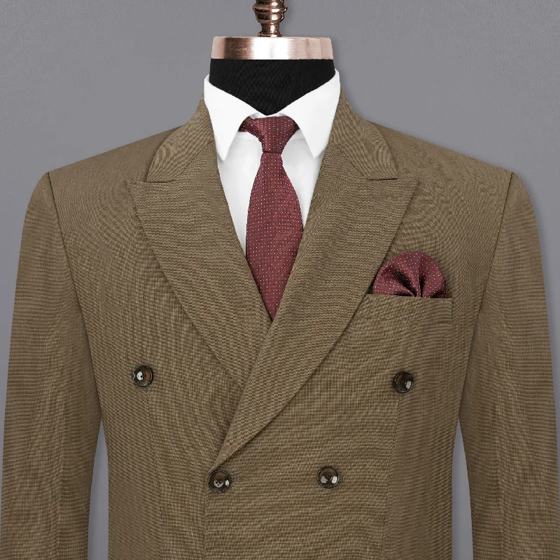 Hemlock Brown Double Breasted Premium Cotton Blazer Trendy Men's Scandinavian