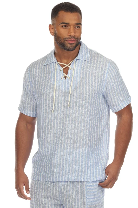 Men's Causal Beach Resort Wear Shirt, Linen Blend Artistic Men's Hand