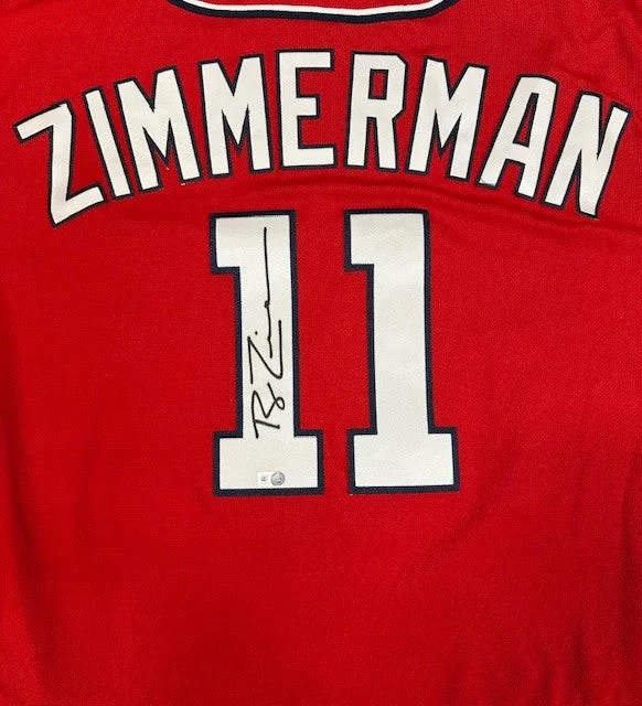 Ryan Zimmerman Autographed Red Authentic Nationals Jersey Cool Men's Distressed