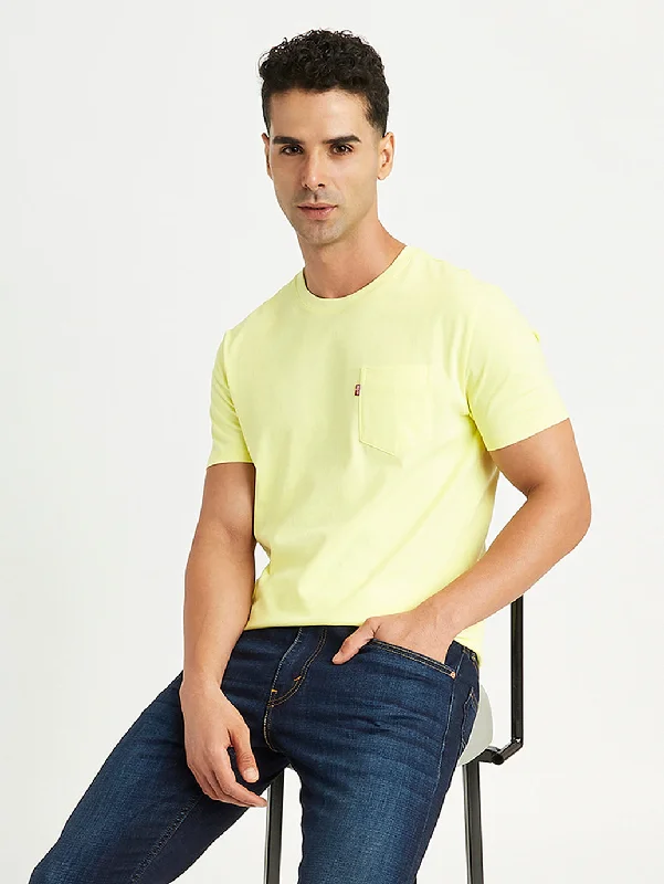 Men's Solid Slim Fit T-Shirt Preppy Men's College