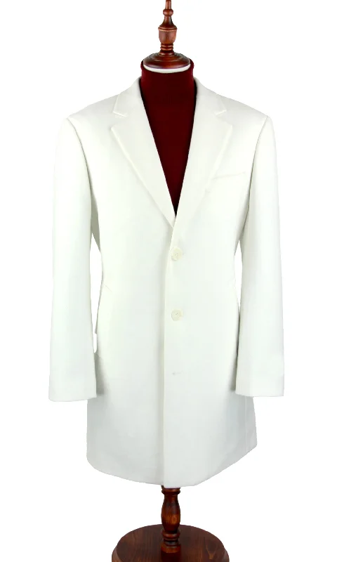 Off White Wool Slim Fit 3 Button Top Coat Refined Men's Velvet