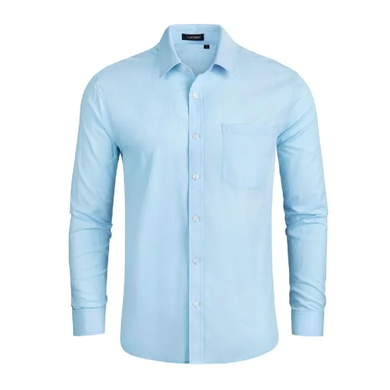 Men's Dress Shirt with Pocket - BLUE Bohemian Men's Free