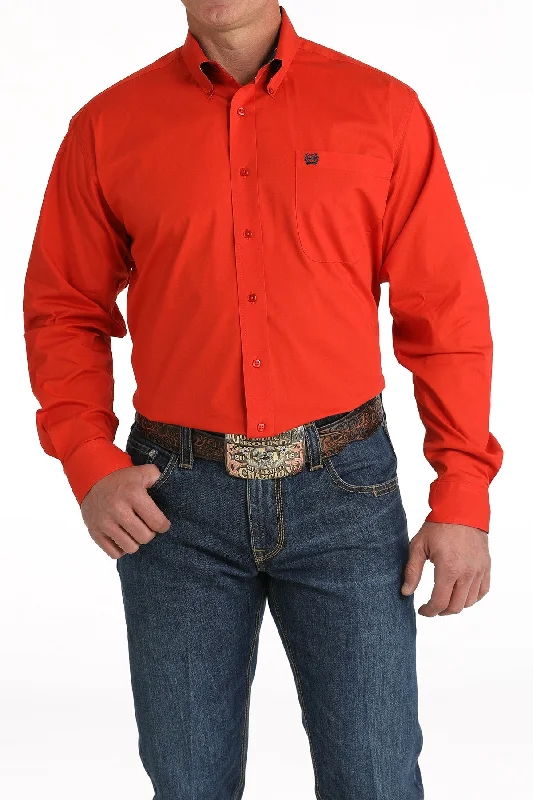 Cinch Men's Solid Red Shirt Trendy Men's Oversized