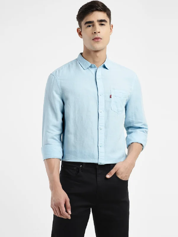 Men's Solid Spread Collar Shirt Artistic Men's Avant