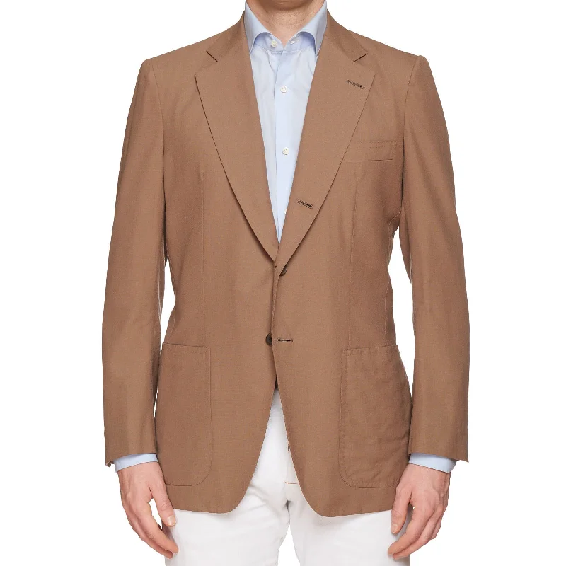 RUBINACCI LH Handmade Bespoke Camel Color Wool-Mohair Jacket EU 50 US 40 Minimalist Men's Casual 