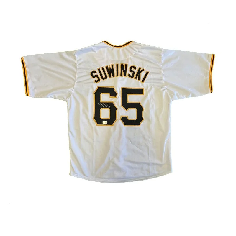 Jack Suwinski Signed Custom White Baseball Jersey Hip Men's Retro