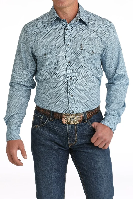 Cinch Men's Ligh Blue Moderrn Fit Snap Shirt Tough Men's Tactical