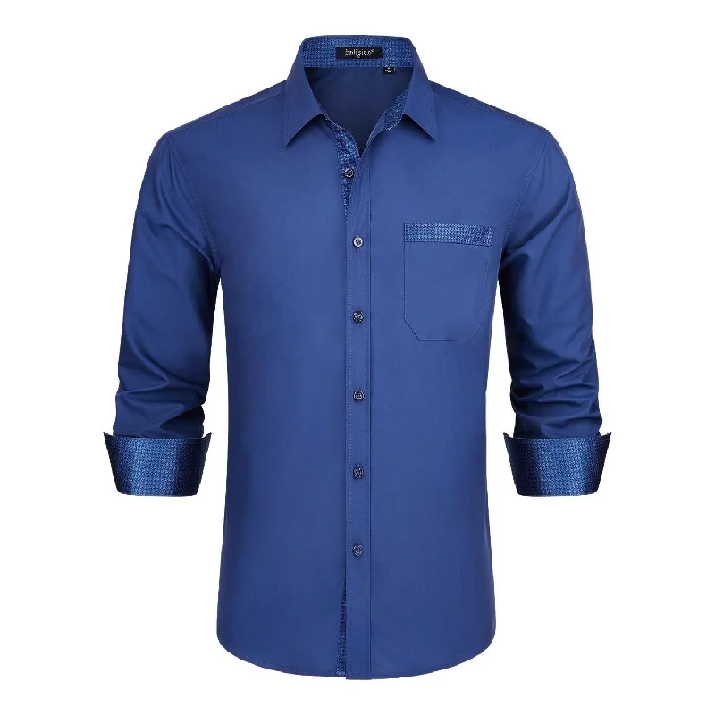 Casual Formal Shirt with Pocket - BLUE Monochromatic All