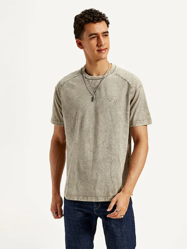 Men's Washed Crew Neck T-Shirt Athletic Men's High