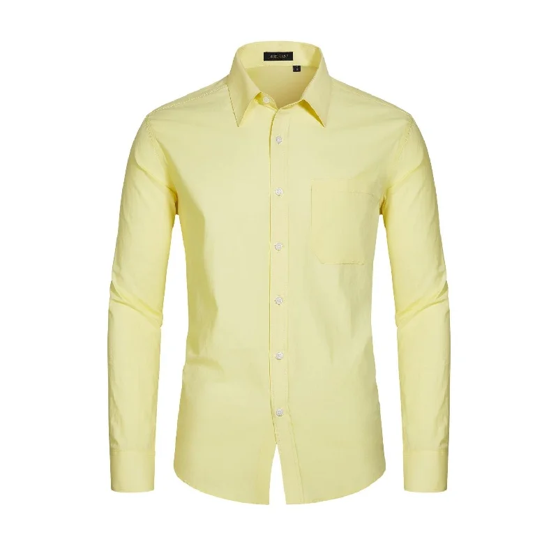 Men's Dress Shirt with Pocket - Y-LIGHT YELLOW Dynamic Men's Moto