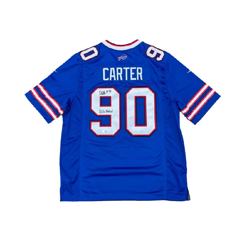 Dewayne Carter Signed Buffalo Bills Nike Authentic Blue Jersey with Bills Mafia Relaxed Men's Beach